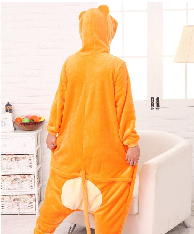 Autumn And Winter Cute Cartoon Animal One Piece Pajamas Men's And Women's Home Service