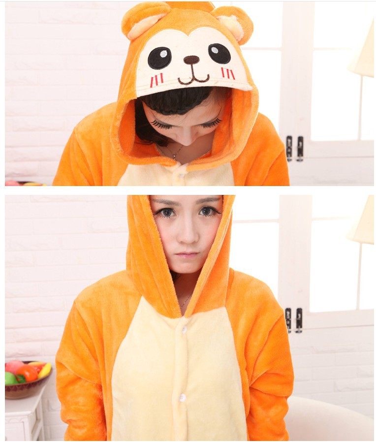 Autumn And Winter Cute Cartoon Animal One Piece Pajamas Men's And Women's Home Service