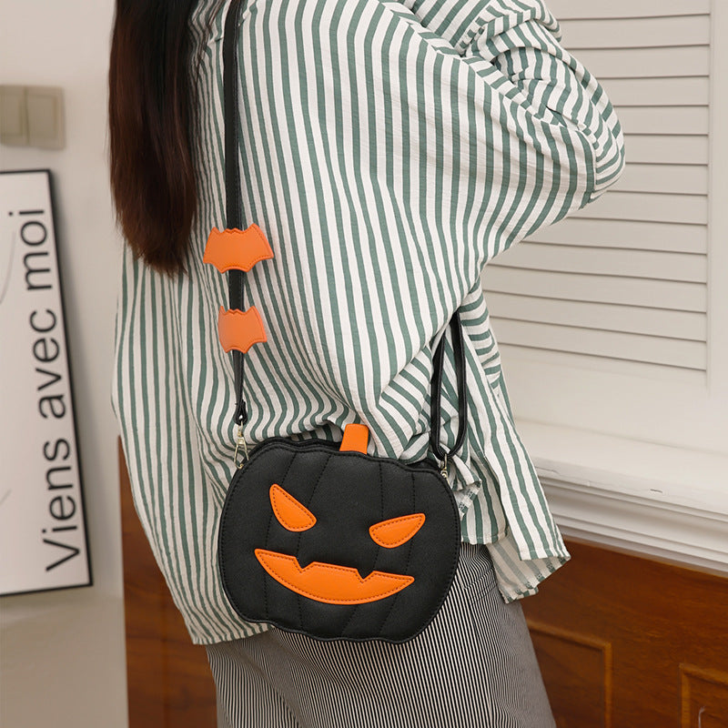 2023 Halloween Bags Funny Pumpkin Cartoon Shoulder Crossbody Bag With Bat Personalized Creative Female Bag