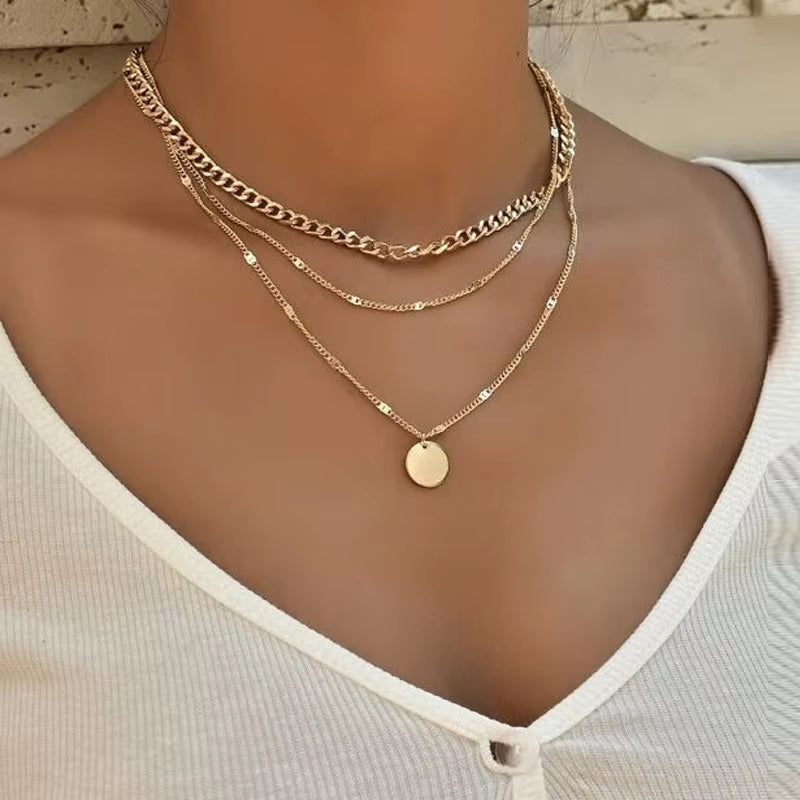 Luxama Round Charm Layered Necklace
