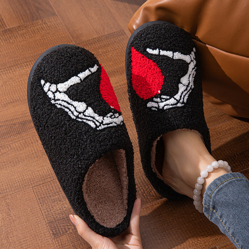 Love Black Hand Home Thickened Cotton Slippers