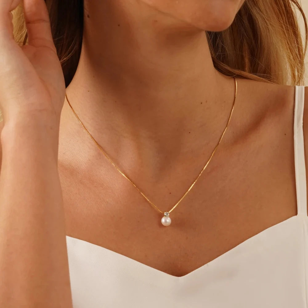 Luxama Pearl Drop Layered Necklace