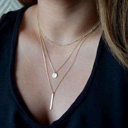 Luxama Round Charm Layered Necklace