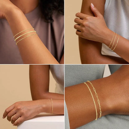 Luxama 14K Dainty Gold Stackable Bracelet