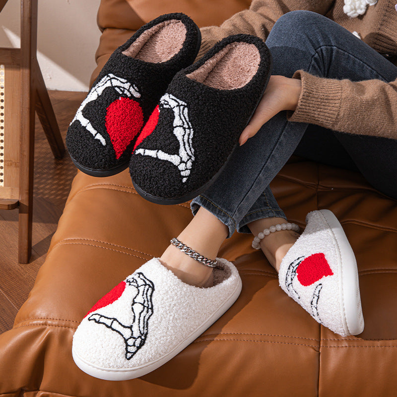 Love Black Hand Home Thickened Cotton Slippers