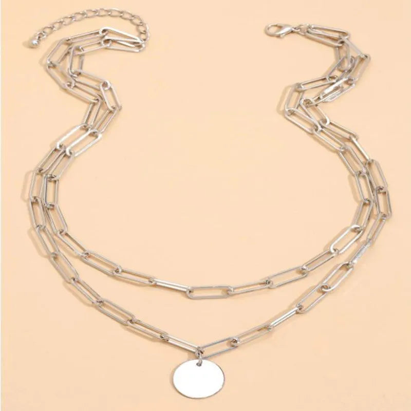 Luxama Round Charm Layered Necklace