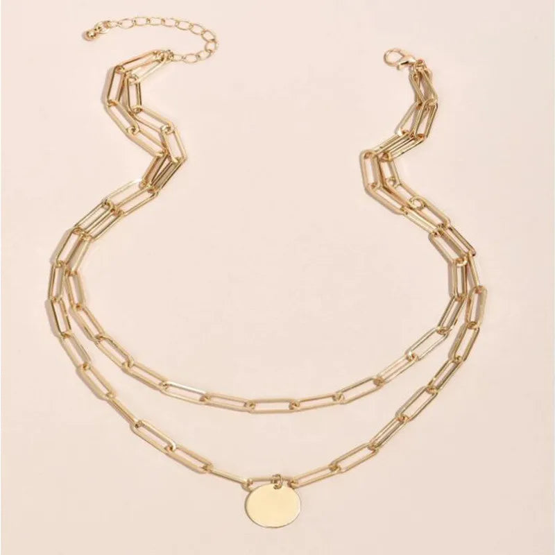 Luxama Round Charm Layered Necklace