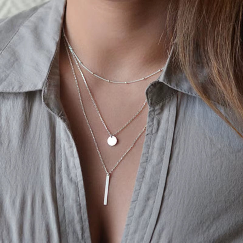 Luxama Round Charm Layered Necklace