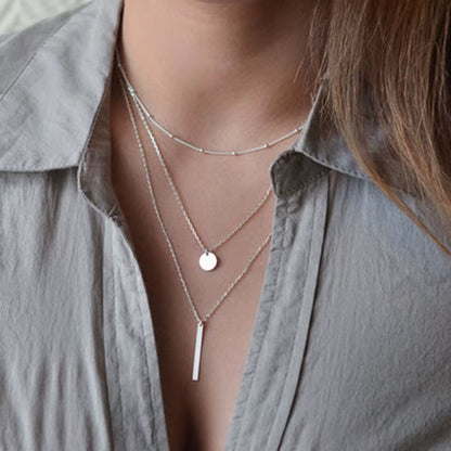 Luxama Round Charm Layered Necklace