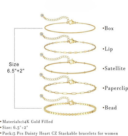 Luxama 14K Dainty Gold Stackable Bracelet
