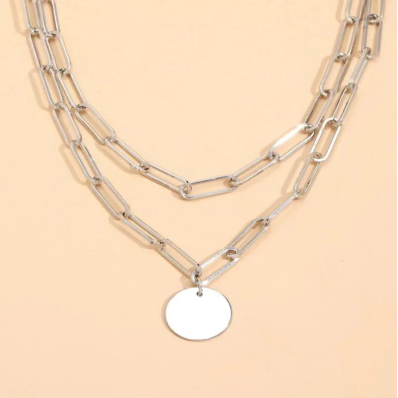 Luxama Round Charm Layered Necklace