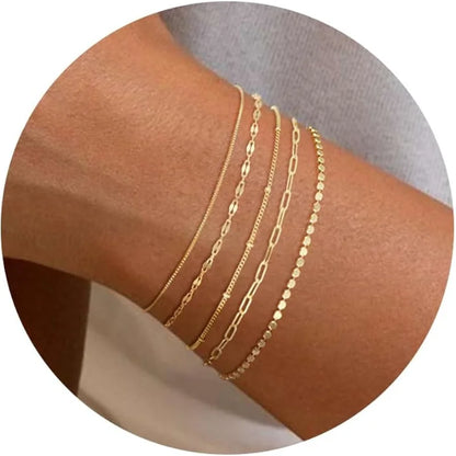 Luxama 14K Dainty Gold Stackable Bracelet